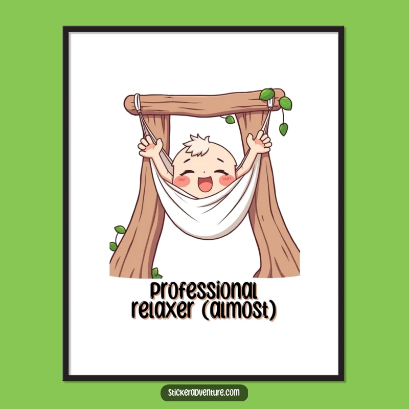 Funny Hammock Delight Poster - Happy Clumsy Wall Art