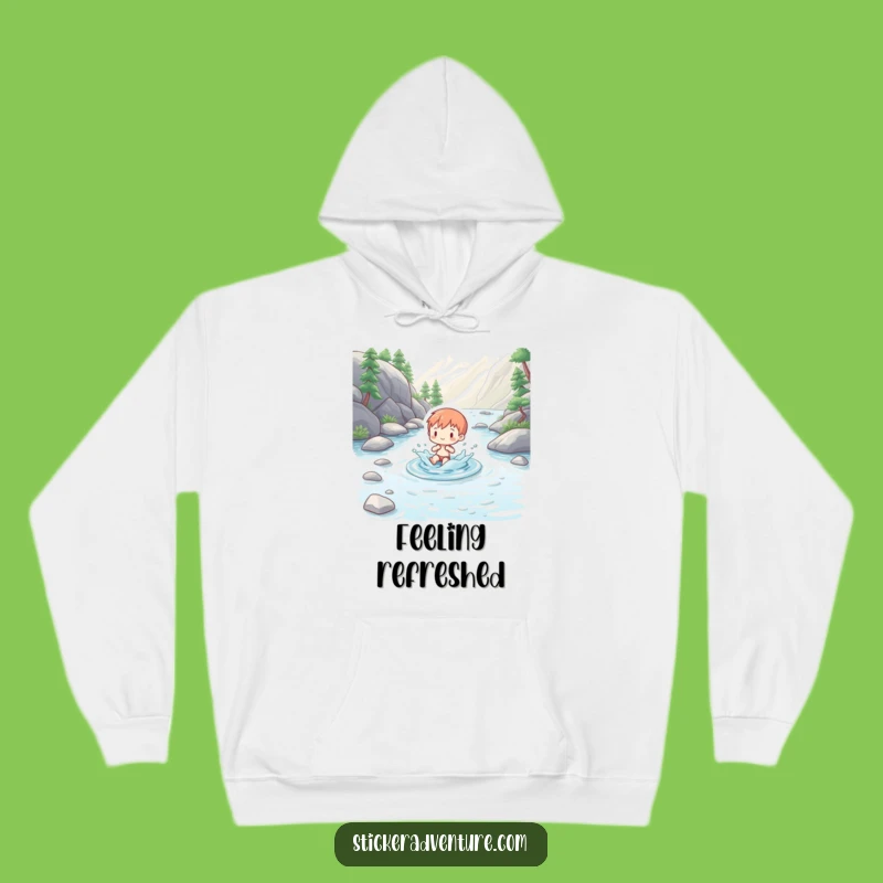 Funny Splashing Figure Hoodie: Cozy Charm from Mountain Streams