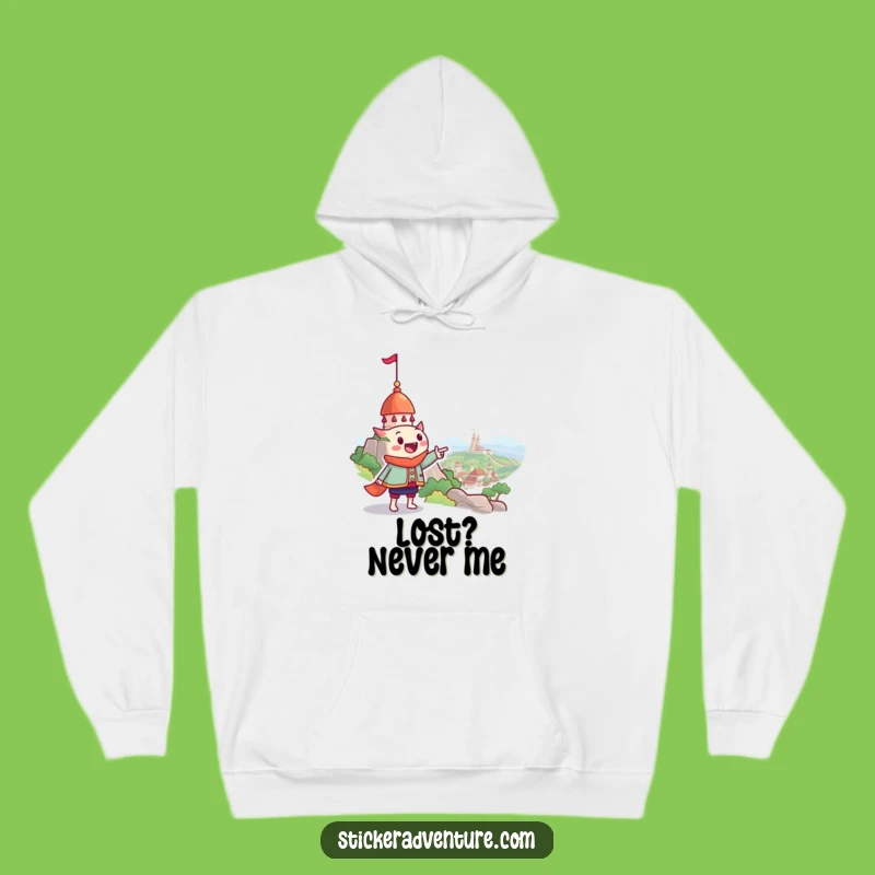 Funny Whimsical Landmark Pointing Hoodie - Cozy Adventure Apparel