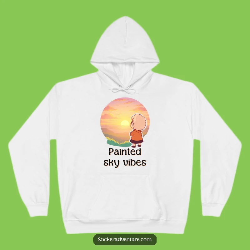 Funny Sunset Awe Hoodie: Character Cozy Reflection Comfort Gift