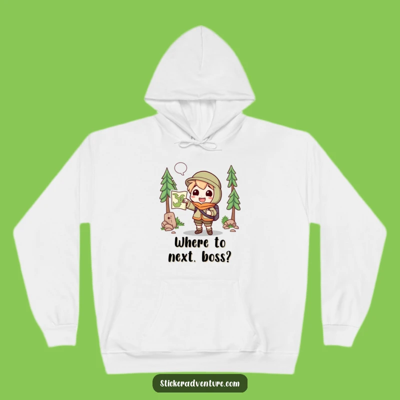 Cozy Funny Explorer Character Hoodie: Warm Funny Gift for Trail Trekkers