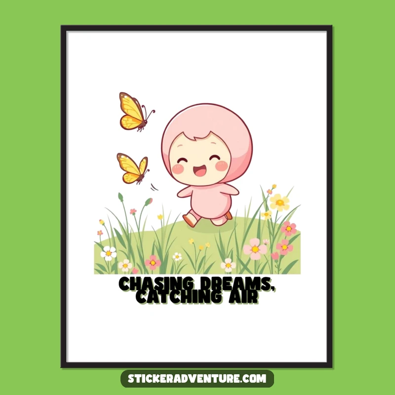 Free Printable Butterfly Chase Wall Art - Funny Downloadable Decor for Cheerful Spaces