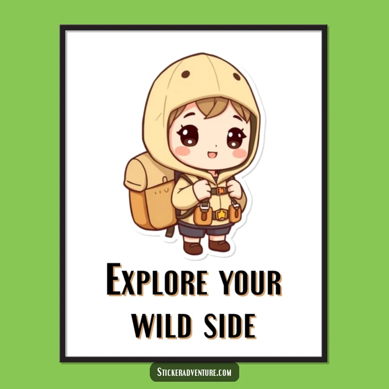Free Printable Wall Art: Eager Explorer Character - Adventurous Downloadable Decor