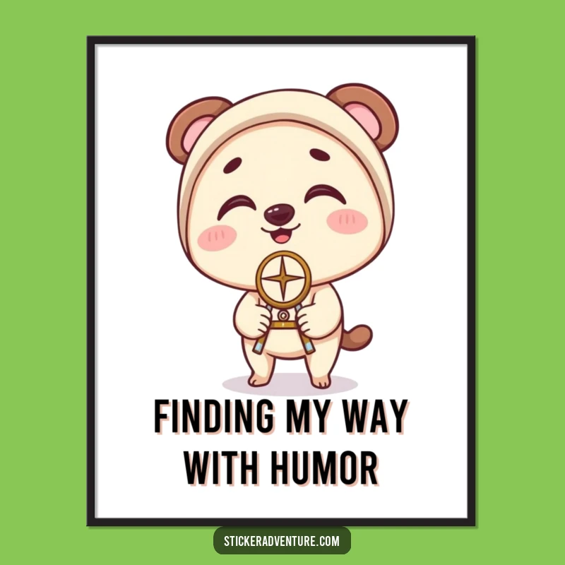 Free Printable Wall Art: Clumsy Compass Balancing Character - Funny Downloadable Decor