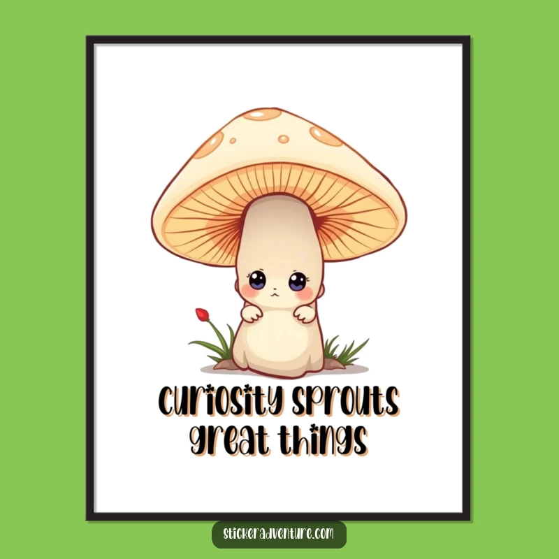 Free Printable Wall Art: Curious Mushroom Character - Funny Downloadable Decor!