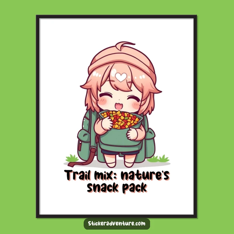 Free Printable Wall Art: Funny Trail Mix Character Sharing, Humorous Downloadable Decor