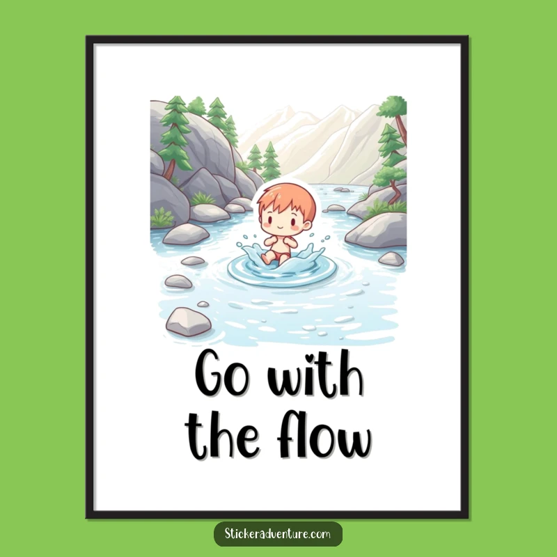 Free Printable Wall Art: Playful Stream Figure, Refreshing Downloadable Decor!