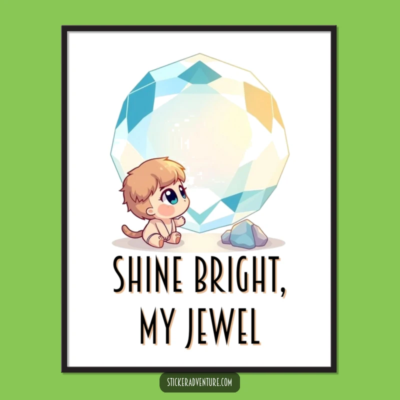 Free Printable Wall Art: Curious Gemstone Character Funny Downloadable Decor Gift