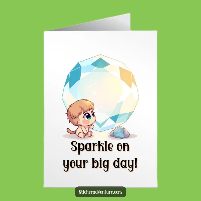 Free Printable Birthday Card: Curious Gemstone Character Funny Downloadable Gift