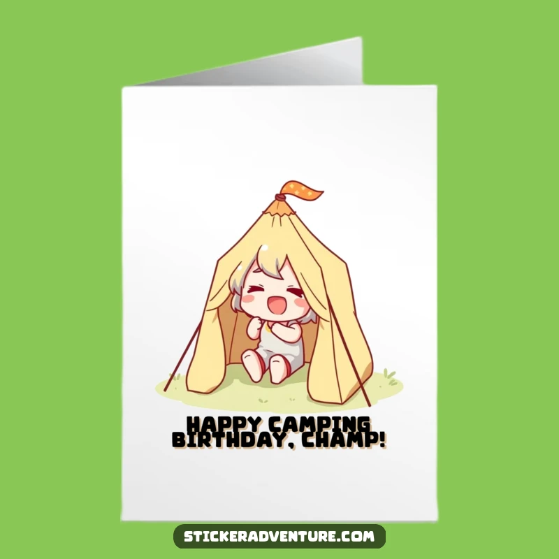 Free Printable Birthday Card: Happy Camper Tent Setup Gift!