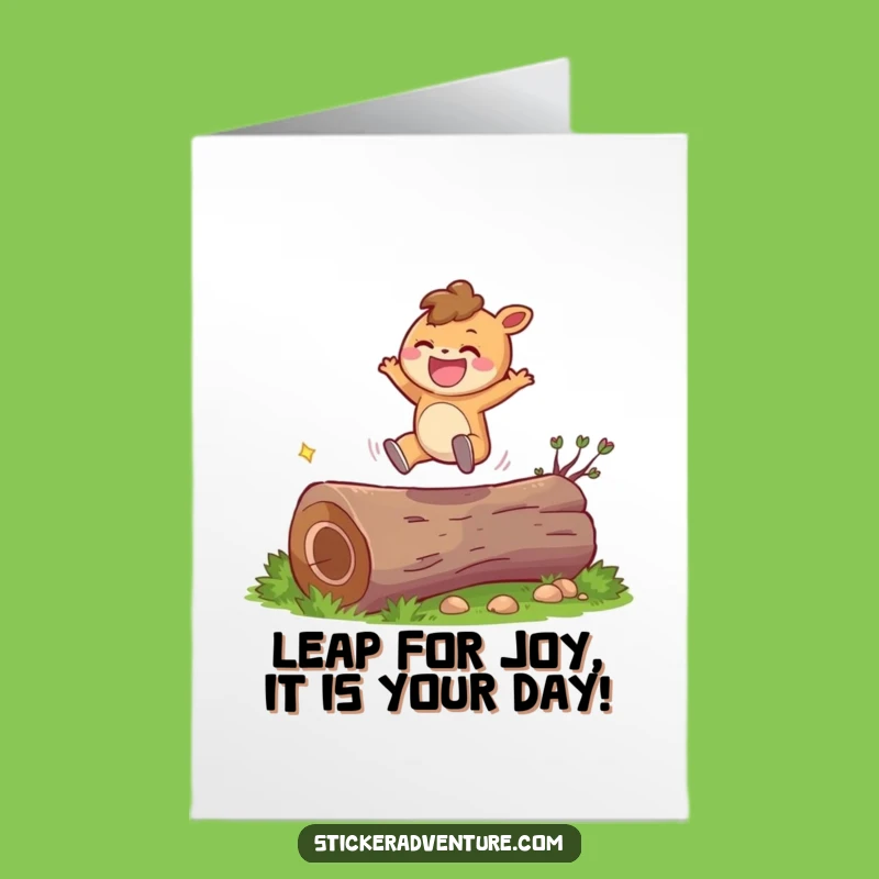 Free Printable Jumping Character Birthday Card: Funny Downloadable Gift for Happy Souls