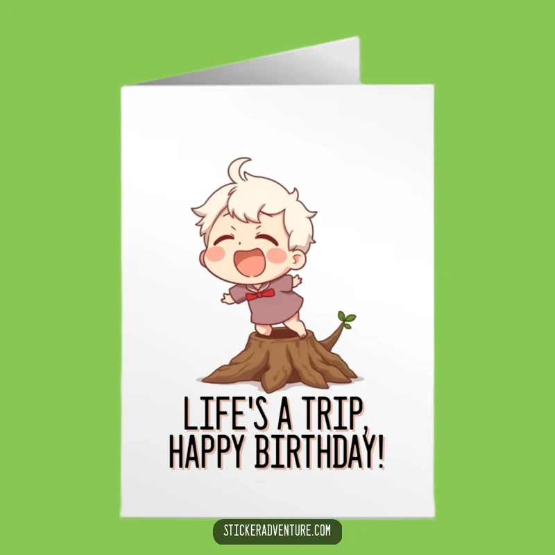 Free Printable Birthday Card: Clumsy Character, Funny Downloadable Gift for Goofballs