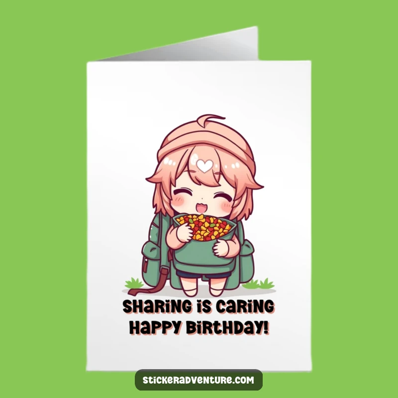 Free Printable Birthday Card: Funny Trail Mix Character Sharing, Downloadable DIY Gift