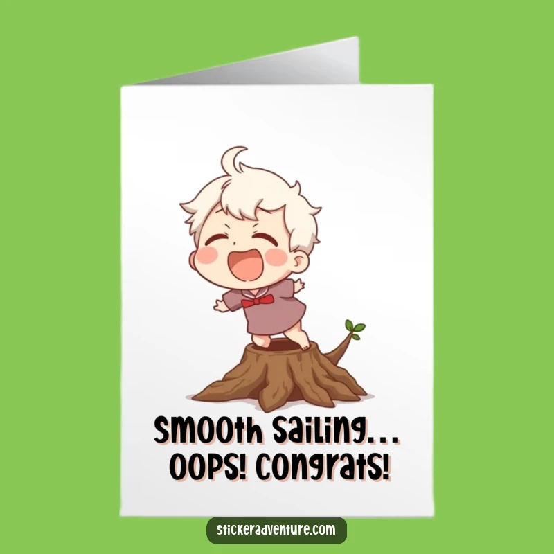 Free Printable Congrats Card: Clumsy Character, Funny Downloadable Gift for Recoveries