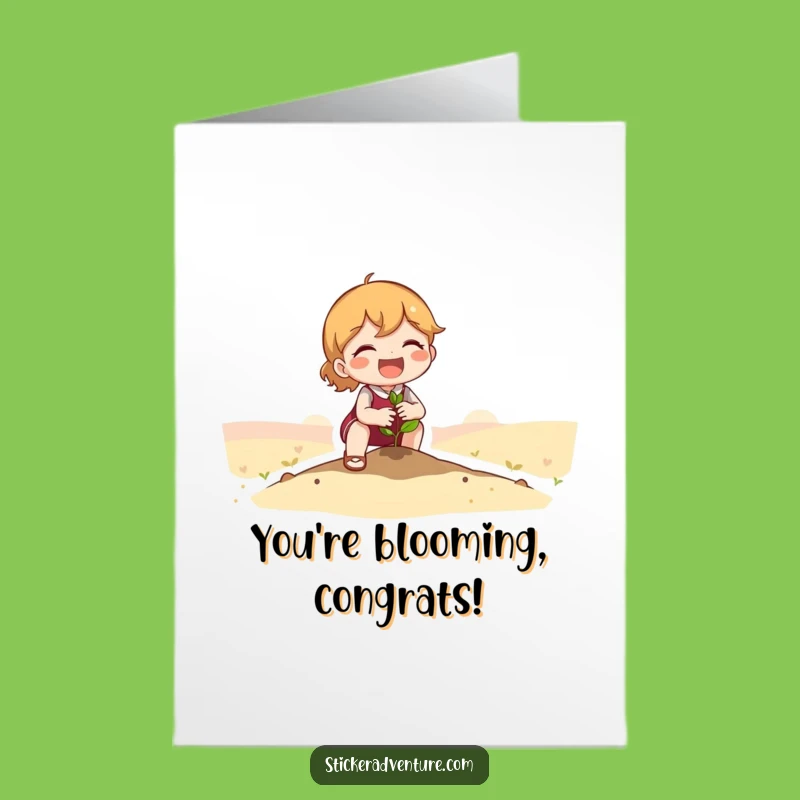 Free Printable Congrats Card: Cute Planter Character, Funny Downloadable Gift for Achievements