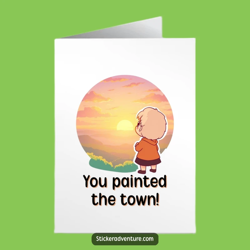 Free Printable Congrats Card Sunset Awe Character Amazing Downloadable Gift