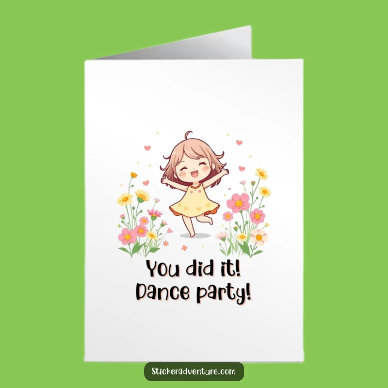 Free Printable Congrats Card: Happy Dancer Wildflower Celebration, Funny Downloadable Gift