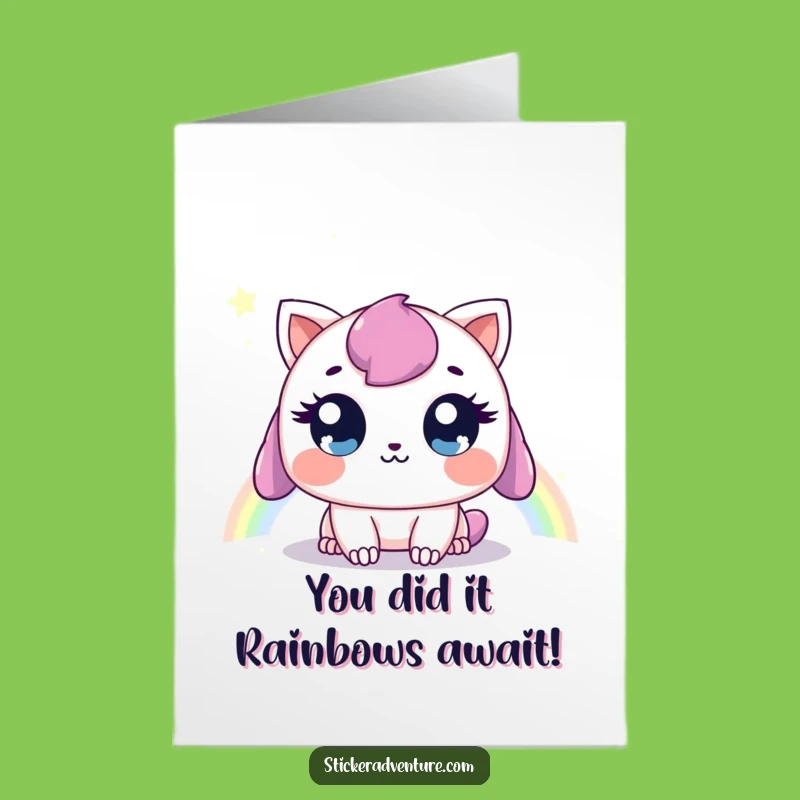 Free Printable Congrats Card: Sweet Creature Rainbow Wish Funny Downloadable Greeting