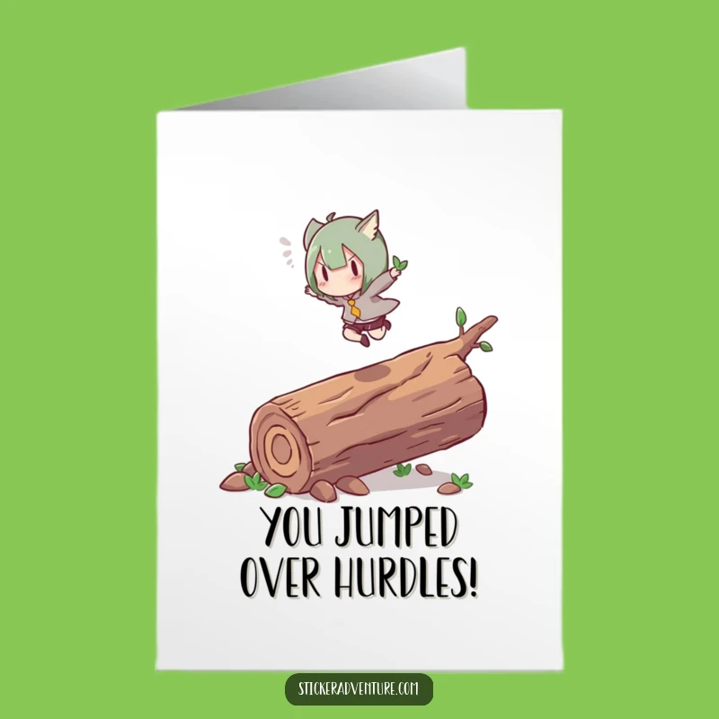 Free Printable Congrats Card Energetic Jump Character Success Downloadable Gift