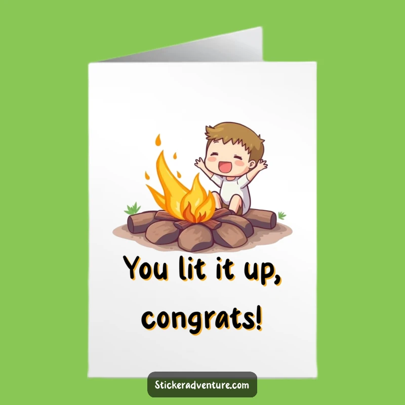 Free Printable Congrats Card: Funny Campfire Fire Starter - Downloadable Celebration Gift