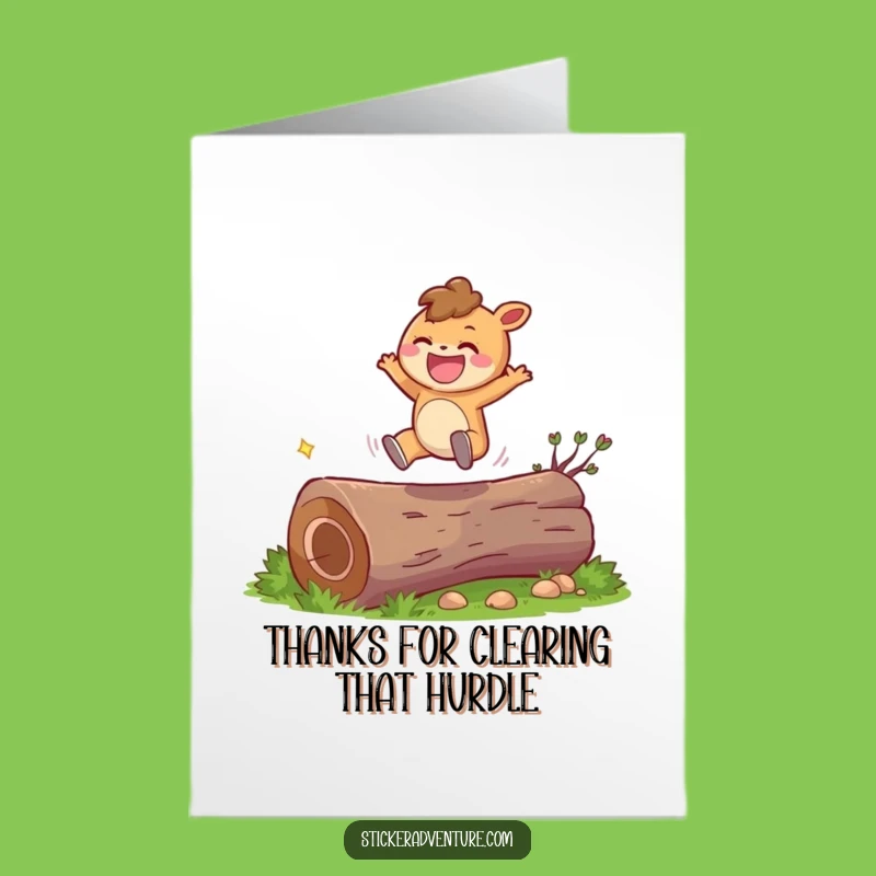 Free Printable Jumping Character Thank You Card: Funny Downloadable Appreciation Gift