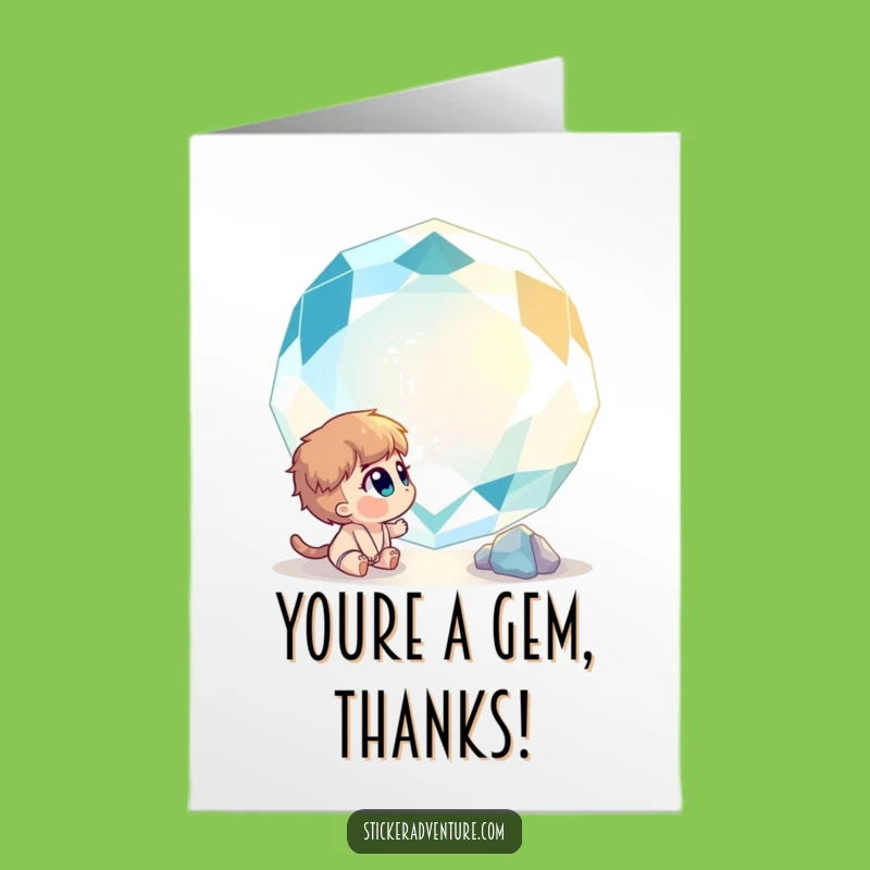 Free Printable Thank You Card: Curious Gemstone Character Funny Downloadable Gift