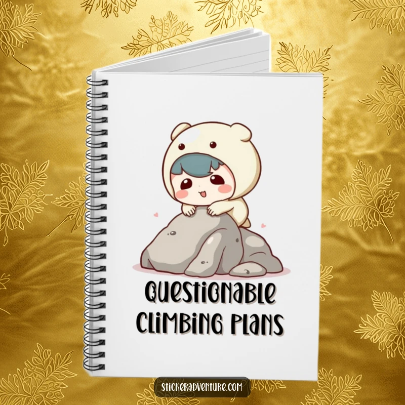 Funny kawaii character notebook with a character tripping, ideal for jotting notes with a touch of adorable humor.