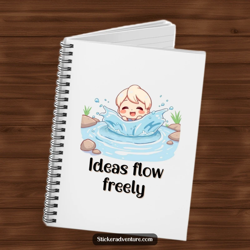 Funny Notebook: Character splashing through a playful river, beaming with delight, perfect for jotting down funny thoughts and ideas.