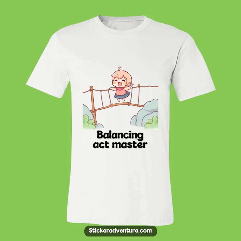 Funny Rope Bridge Crossing Character T-Shirt: Adventure in Every Step!