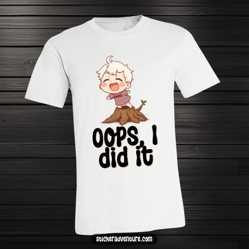 Funny T-Shirt: A character laughing hysterically while stumbling over a visible tree root, highlighting a humorous mishap.
