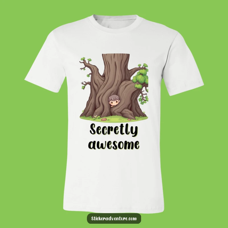 Funny Tree Peeker T-Shirt: Mysterious Adventures Await!
