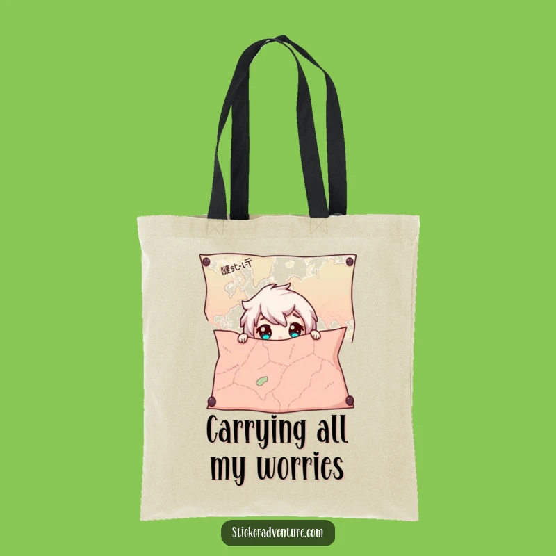 Funny Map Character Tote Bag - Carry Your Discoveries in Style