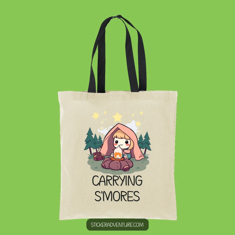 Funny Camping Marshmallow Tote Bag: Carry Your Camp Spirit, Stylish Gift
