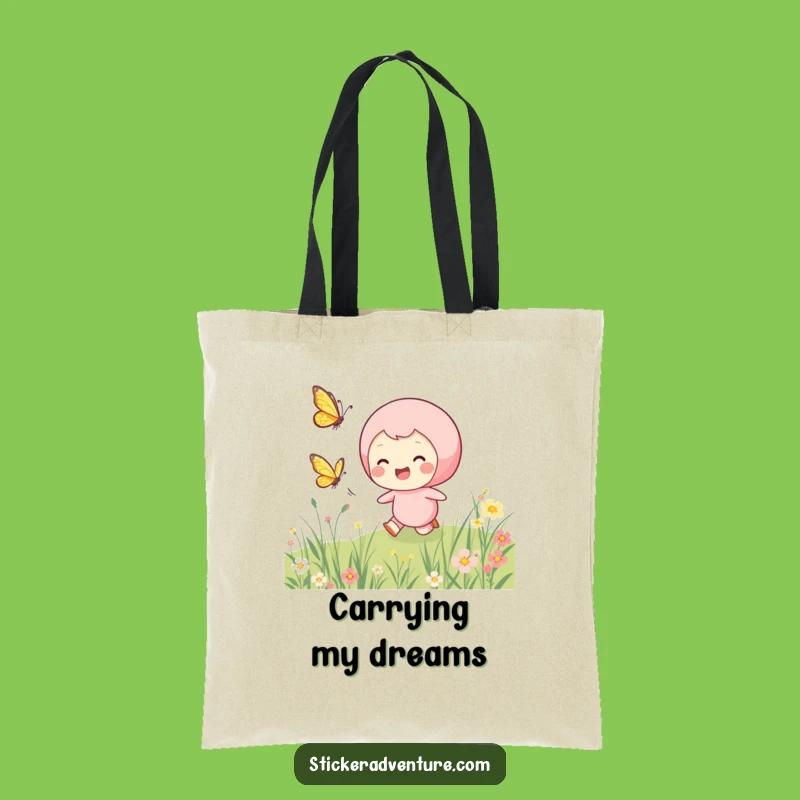 Funny Chasing Butterfly Tote Bag: Carry Your Dreams through the Meadow