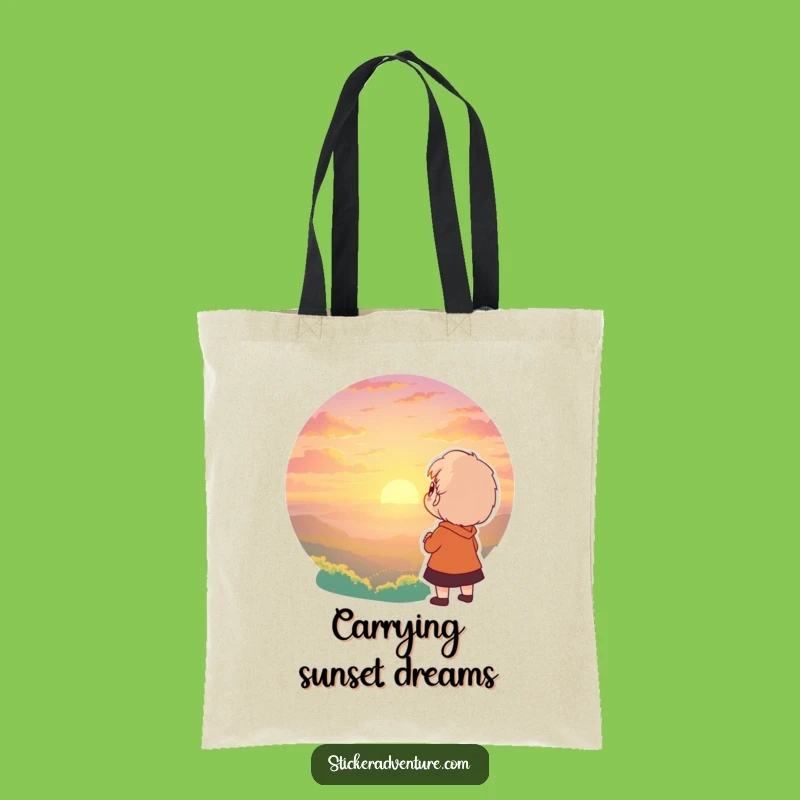 Funny Sunset Wonder Tote Bag: Character Awe Moment Carryall Gift